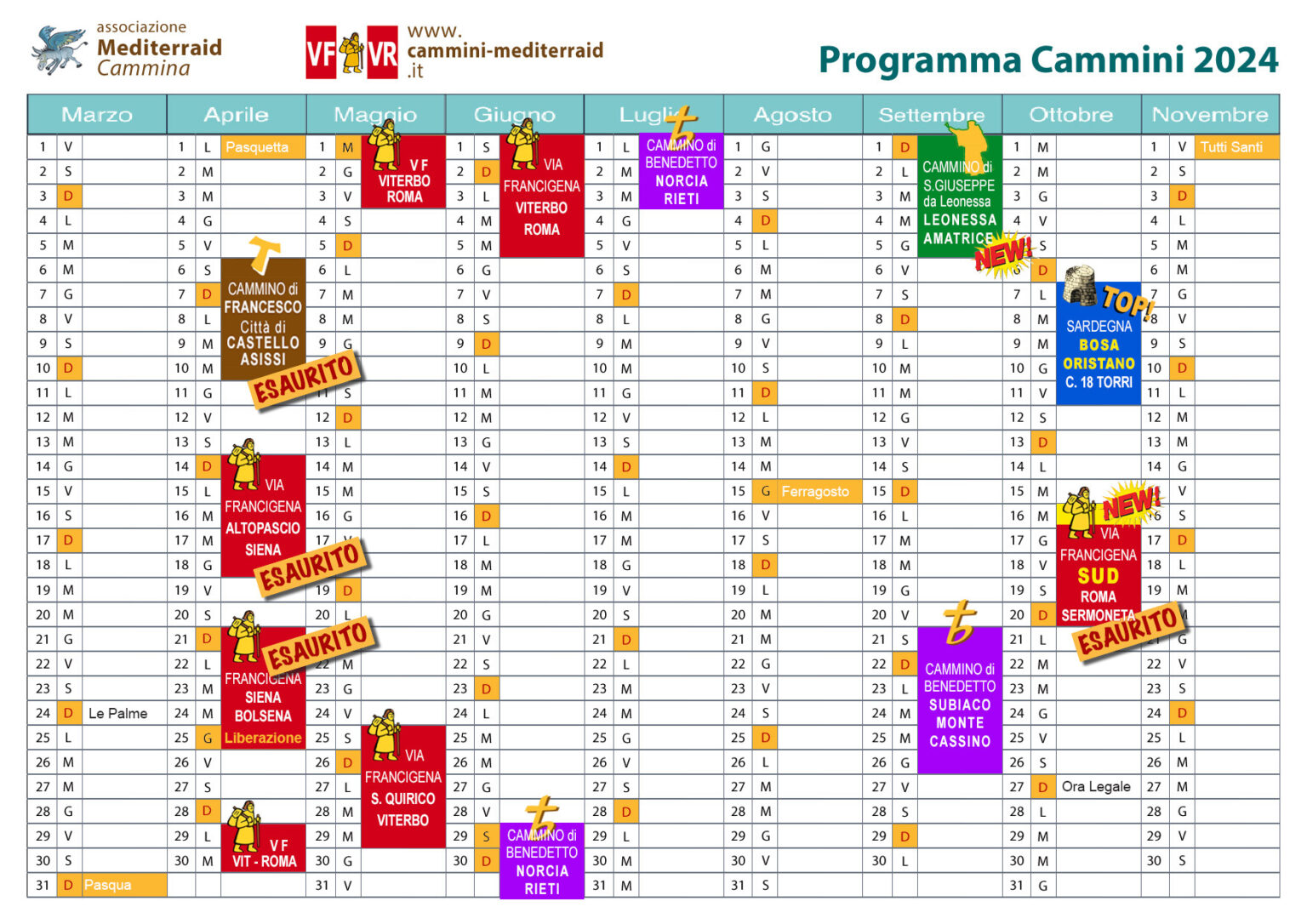 programma cammini 2024